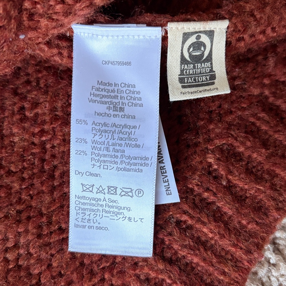 Madewell Somervell Modern Cable Turtleneck Sweater, Size L, Heather Cinnabar - Picture 4 of 7